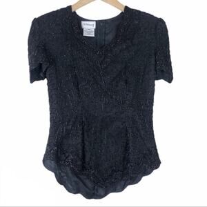 Stenay Vintage Silk Beaded Top Size Small